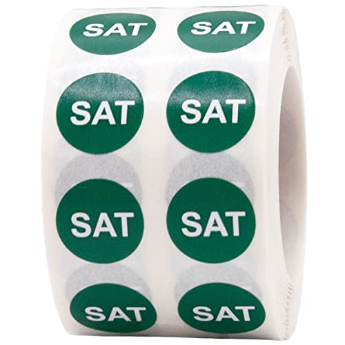 Stickers ronds Saturday vert de 1/2 pouce | 1000 étiquettes en rouleau