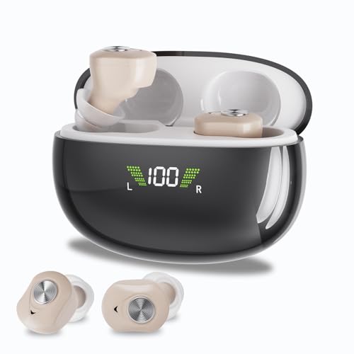 Kaiouli Hearing Aids for Seniors, True 16 Channels Rechargeable OTC Hearing Amplifiers Aids with Smart Noise Cancellation, Invisible Semi-In-Ear Hearing Aid with Charging Case