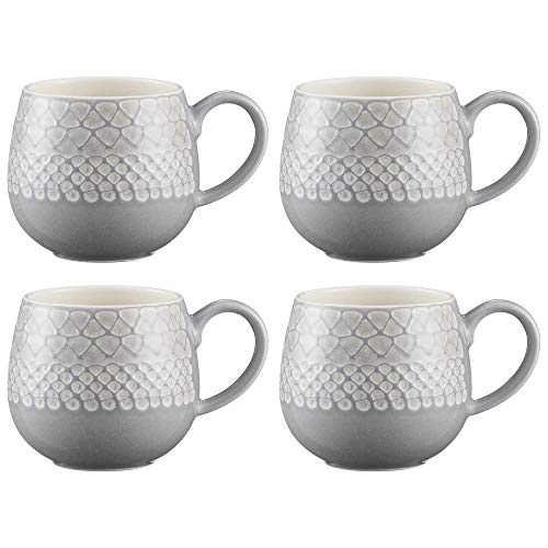 Mason Cash Screen Print Organic Stoneware Mug 350ml Grey (Pack of 4)