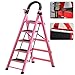 Stołek Bezpieczeństwa 4 Stopniowa Lekka Drabina 5 Stopniowa Z Miękkim Uchwytem, Antypoślizgowe Gumowe Podkładki Na Nóżki I Szeroki Pedał, Przenośna I Ergonomiczna Składana Drabina