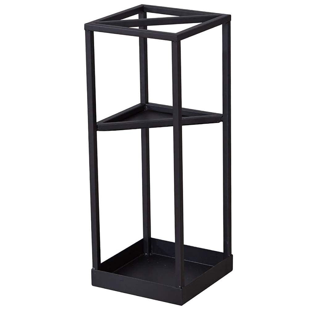 Soporte de paraguas de pie de hierro con diseño cuadrado elegante 7
