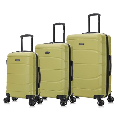 Image of DUKAP SENSE 3-Piece Hardside Spinner Luggage Set Durable Zipper Green