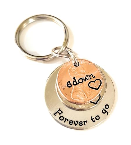 6 Down Forever To Go Nickel and Penny Key Chain