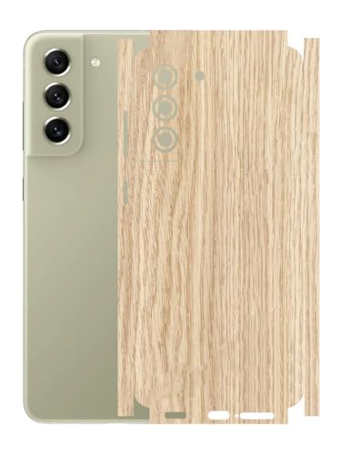 Image of AtOdds - Full Body Back Screen Guard Protector Film - Wooden Textured Lamination Wrap Skin Sticker Compatible with Samsung Galaxy S21 FE | Scratchproof Matte Finish (Design - Light Wood)