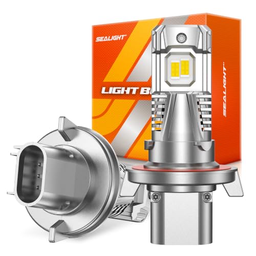 Image of SEALIGHT H13 /9008 LED Light Bulb, 900% 46000LM Brighter than Other Bulbs, 1:1 Real Size 9008 Bulbs, 6500K Cool White with Cooling Fan, 800000Hrs Long Lifespan, Pack of 2