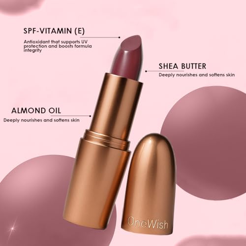 Image of One Wish Creamy Matte Lipstick Long Lasting for Women - Raisin Hell Shade 11 | Full Coverage | Creamy Formula | No Flaky Lips | No Dryness | Vitamin E, Almond Oil & Shea Butter for Moisturising Lip | 8 Hrs Lasting | Smooth Finish | 3.8 gm