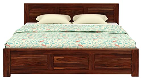 Image of WOODLAB Furniture Solid Sheesham Wood King Size Bed Without Storage Wooden Double Bed Furniture for Bedroom Living Room Home (Honey Finish)