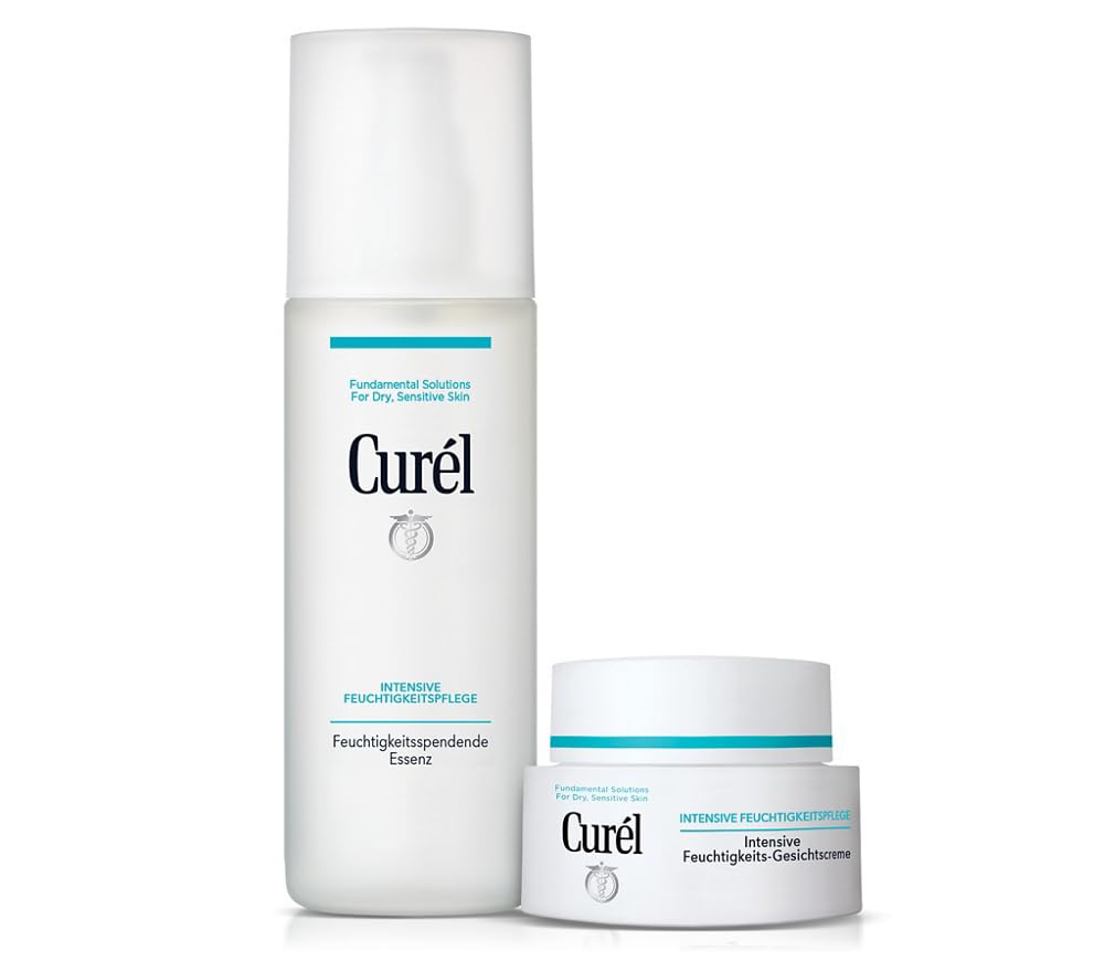 Curél Vorteilsset - Intensive Feuchtigkeitspflege - Inhalt: Feuchtigkeitsspendende Essenz, 150 ml + Gesichtspflege Creme, 40 g - Mit Ceramiden - Für trockene, empfindliche Haut
