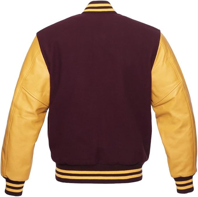 Men's Varsity Leather Jacket Letterman, Wool and Leather Sleeves, Multi-Colors