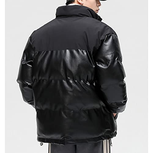 Jaqueta masculina metálica metálica brilhante curta bomber alternativa casaco inverno com zíper alte