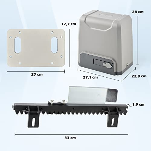 CO-Z Schiebetorantrieb Set bis 1500 kg Hoftorantrieb 550w Garagentorantrieb mit 2 Fernbedienung...