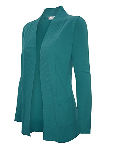 Image of Cielo Women's Solid Basic Open Front Pockets Knit Sweater Cardigan