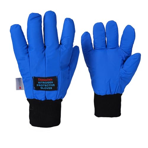 Sindayo -260°C/-436°F Cryogenic Gloves Low Temperature Liquid Nitrogen Protective Cold Storage Safety Frozen Gloves (Blue Wrist Length/13)