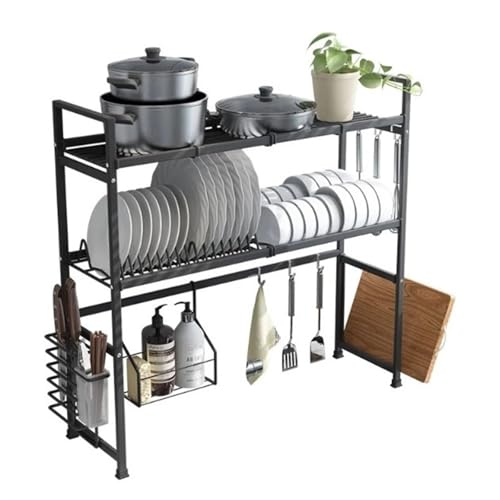 Large Capacity 2-Tier Stainless Steel Over Sink Dish Rack with Utensil Holder - Space-Saving Kitchen nizer Rust-Resistant Dish Drainer for Efficient Drying & Sturdy Support