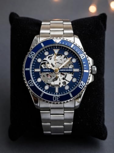 Image of AMERICANVIBER Luxury Diver Watch with Green Dial, Stainless Steel Band, Date Display, Quartz Movement