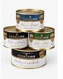 Pack Gourmet. Perdiz en Escabeche Especial 475 grs + Paté de Faisán artesano 150 gr + Paté de Pato artesano 150 gr + Paté de Perdiz artesano 150 grs. Regalo original.