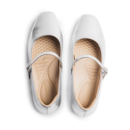 Image of Cusolemore Mary Jane Flat Shoes with Arch Support and Hidden Wedge Heel, Women Ballet Flats, Mary Jane Flats, Comfortable Dress Shoes