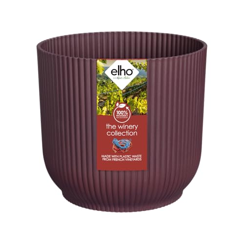 elho The Winery Collection 18 - Blumentopf für Innen - 100% recyceltes Plastik - Ø 18.3 x H 16.8 cm - Rot/Bordeauxrot