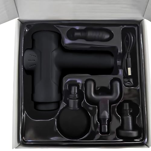 Belifou Pistola de massagem muscular, pistola elétrica de massagem profissional para atletas, 4 cabe