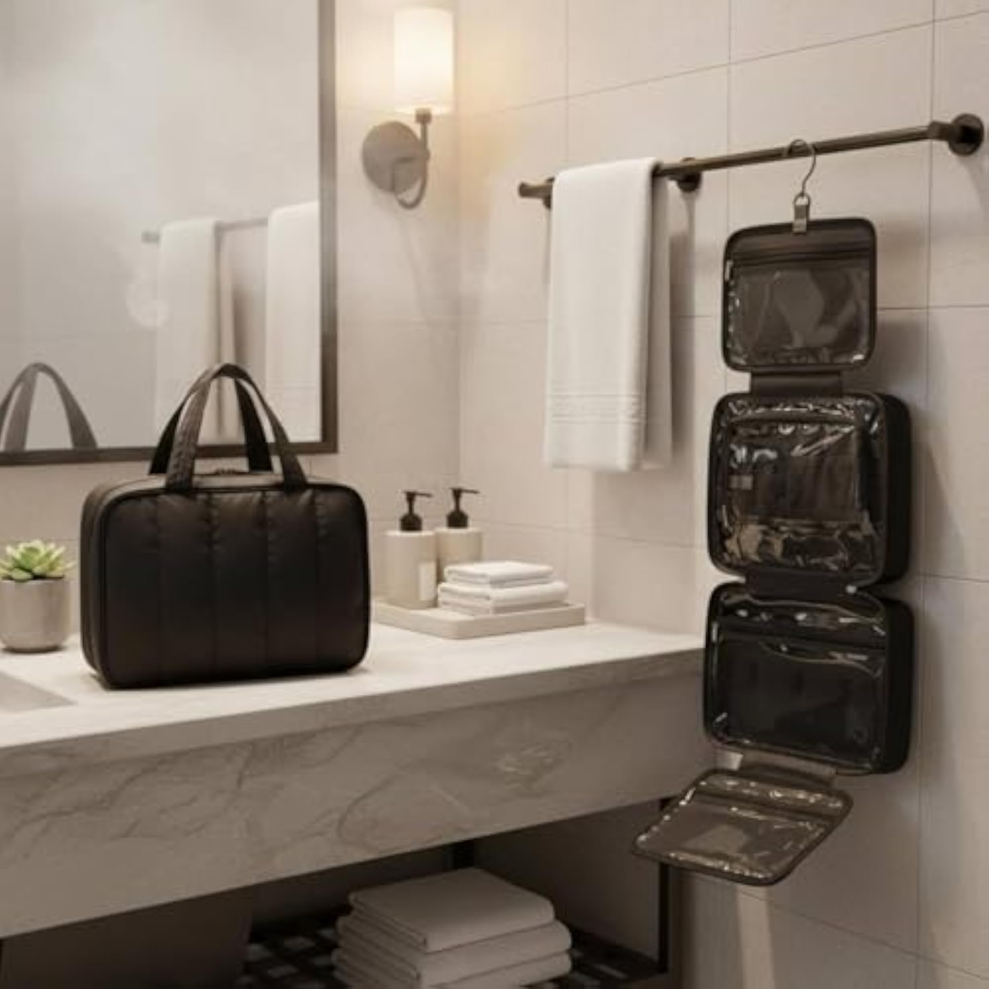 Waterproof Portable Wash Bag with Hook, Large Capacity
