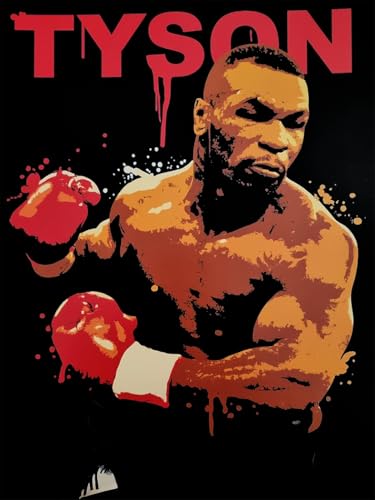 KUSTOM ART Póster decorativo de pared, serie deportiva, celebridades, Mike Tyson, Boxeo, texto impresión artística sobre cartón, 40 x 30 cm, sin marco