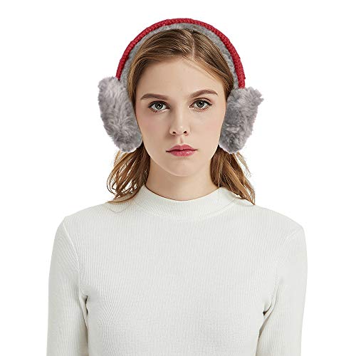 Ear Warmers In 6 Colors - Classic Unisex Earwarmer Outdoor Earmuffs For Sports&Personal Care by Aurya (Red Knitted) - Thumbnail 4