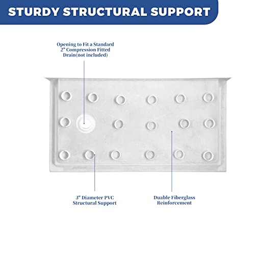 Ckb 60 In. L X 32 In. W Right Drain Shower Base, Single Threshold Shower Pan With Slip Resistant Textured Surface, White #TOP3