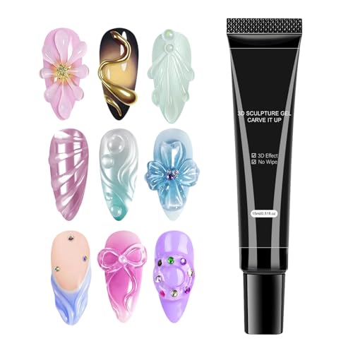 Gel de uñas 3D: barniz no de uso fácil de usar | Geles Arte para principiantes de la uña para la boda Wedding Wedding Elegant Disitator | Diseño de uñas versátil en casa o sala de estar