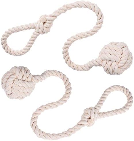 Himtop A Pair of Curtain Rope Tiebacks Hand Knitting Curtain Tie Back with Single Ball Beige for Home Decoration (2PCS)