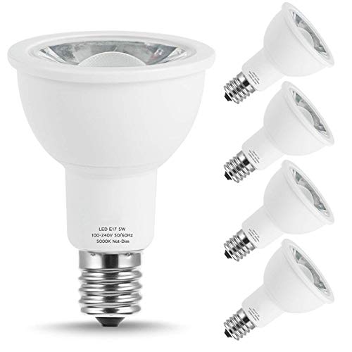 FISIDI Light Bulb, E17 LED Lights Bulb R14 Reflector 40W Light Bulbs Daylight 5000k 550lm for Reading Cabinet.Spotlight Desk Exhibition Lamp 4Pack