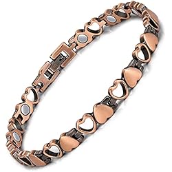Feraco Copper Bracelets for Women, 99.99% Pure Copper Magnetic Bracelets with Effective Neodymium Magnets, Adjustable Jewelry Gift with Sizing Tool