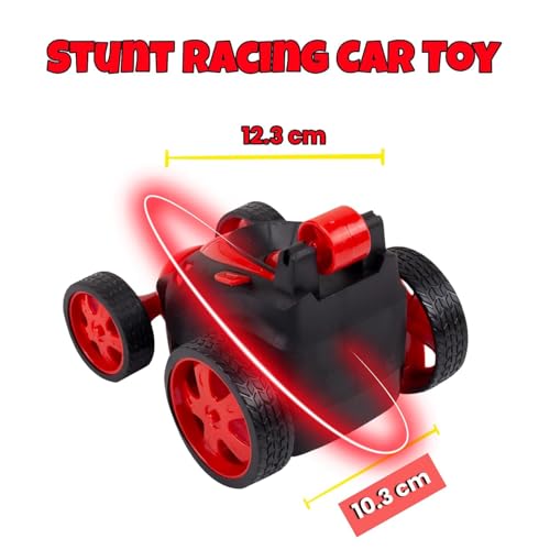 Image of Gooyo GY-2090-14 360 Rotating & Rolling Stunt Car Toy with Demo Functions | Spin, Stunt, Flip Functions | Remote Control Stunt Car Toy for Kids | Red | in-Built Battery | Gift Box Packaging