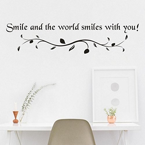 SMILEQ Grappige Quote Muurstickers Smile Decal Verwijderbare Art Vinyl muurschildering Home Room Decor