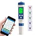 Produktbild mingchengheng PH Messgerät - PH TDS EC Salt und Temperatur Set, Leitwertmessgerät mit hoher Genauigkeit und LCD Display, Wasserqualität Tester(ATC) für Trinkwasser/Schwimm/Aquarium/Pools