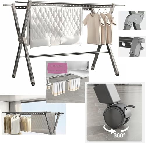 Étendoir à linge rétractable et pliable pour économiser l'espace - 4