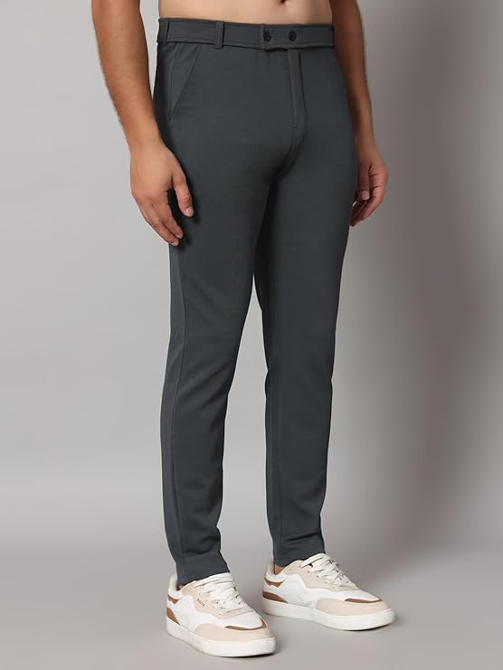 Image of Mehrang Men's Slim Fit Dress Pants, Formal Trousers with Side Pockets, (Pack of 2)
