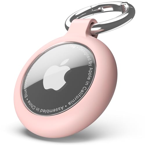 Airtag Keychain Holder for Apple Airtag, Soft TPU Case & Protective Cover with Scratch Resistance, Airtag Case Holder for Pet Collar, Kids, Luggage, Keys Pink