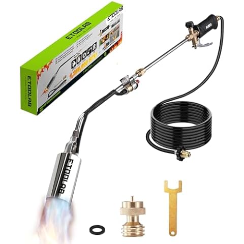 Propane Torch Weed Burner Kit, ETOOLAB Weed Torch Output 1,200,000 BTU with 9.8FT Hose, Blow Torch for Flame Torch Weeds, Roof Asphalt, Ice Snow, Road Marking, Garden Torch Cover