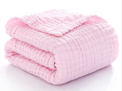 Image of Nazbella Baby Muslin Swaddle Blankets for Boys and Girls, Wrap Soft Silky 2 Pack Organic Cotton Muslin Swaddle Blanket, Breathable and Skin-Friendly.(Pink-White)