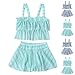 Girls Ruffle Swimsuits Striped Cute Skirt Buttom Two Piece Bathing Suits for Kids 4-8Y