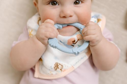 Image of Loulou Lollipop Silicone Teething Ring Set - Set of 3 Baby Chew Toys for Teething Relief - Food-Grade, Non-Toxic & Durable Infant Teethers - Textured Rings for Sensory Development - Blue Fog