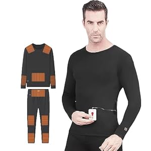 Mens Womens Thermal Underwear Set, DC Electric Heated Long Johns Set Base Layer Winter Warm Top & Bottom