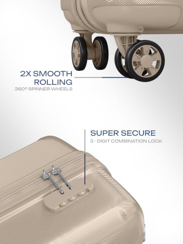 Image of Safari Medium Symphony 66cm Trolley Bag Hard Case Polypropylene, 8 Spinner Wheels, 360 Degree Wheeling Carry on Luggage, Travel Bag, Suitcase for Travel, Trolley Bags for Travel, Dark Champagne