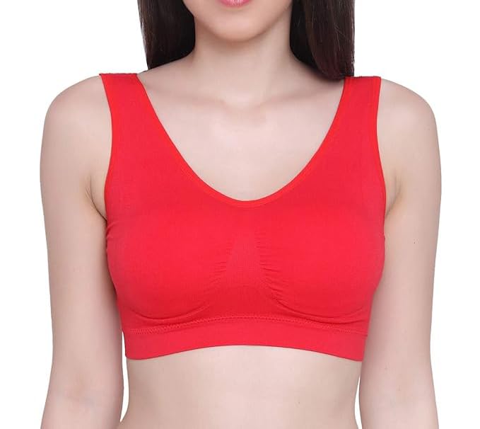 Image of Brachy Womens Women's Cotton & Elastane Non-Padded Non-Wired Workout Supportive Seamless Wireless Yoga Air Bra