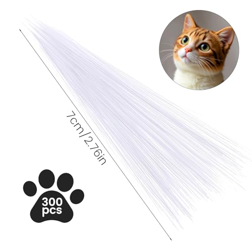Image of 300PCS Simulated Animal Whiskers for Crafts, 3 Inches Craft Animal Whiskers Simulated Cat Whisker Animals Needle Felting Whiskeres Plastic Supplies for Stuffed Whisker Muppet (White)