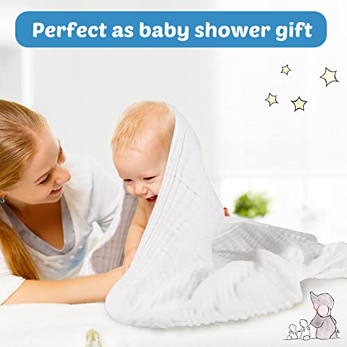 Image of Chumia 6 Pack Baby Muslin Bath Towels Bulk 43.3 x 43.3 Inch 6 Layer Soft Cotton Swaddle Receiving Blankets Breathable Quick Dry for Newborn Infant Toddler, Baby Shower Registry Gifts(Multicolor)