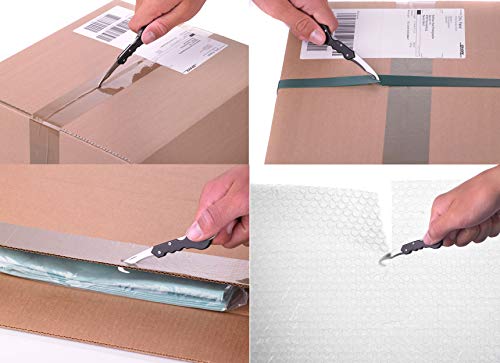 Troika Paketmesser mit kleinem Schlüsselring, 420 Edelstahl, Aluminium, matt, schwarz/silberfarben