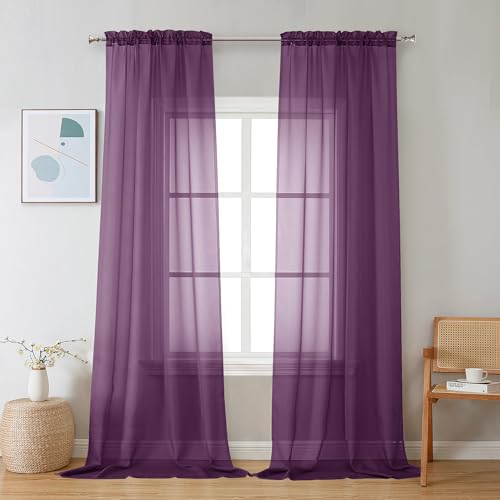 Chyhomenyc Lot de 2 rideaux transparents doux, aérés et élégants filtrant la lumière pour chambre à coucher, salon, décoration de fête de mariage,...