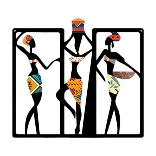 Baoblaze Escultura de Pared de Metal, Adorno de Pared, Regalo de inauguración de la casa, Obra de Arte Africana, decoración Colgante para Sala de Estar y