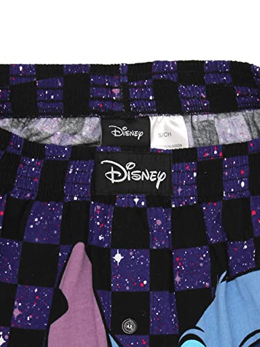 Disney Lilo & Stitch Galaxy Check Mens Cotton Jersey Button Fly Boxer Lounge Shorts (Large, Navy) #TOP3